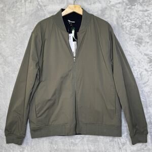 The Commons Jacket Mens XL Green Reversible Bomber Full Zip Pockets Lightweight